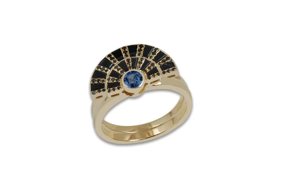 Twist Reflection Blue Sapphire Diamond Ring Jacket