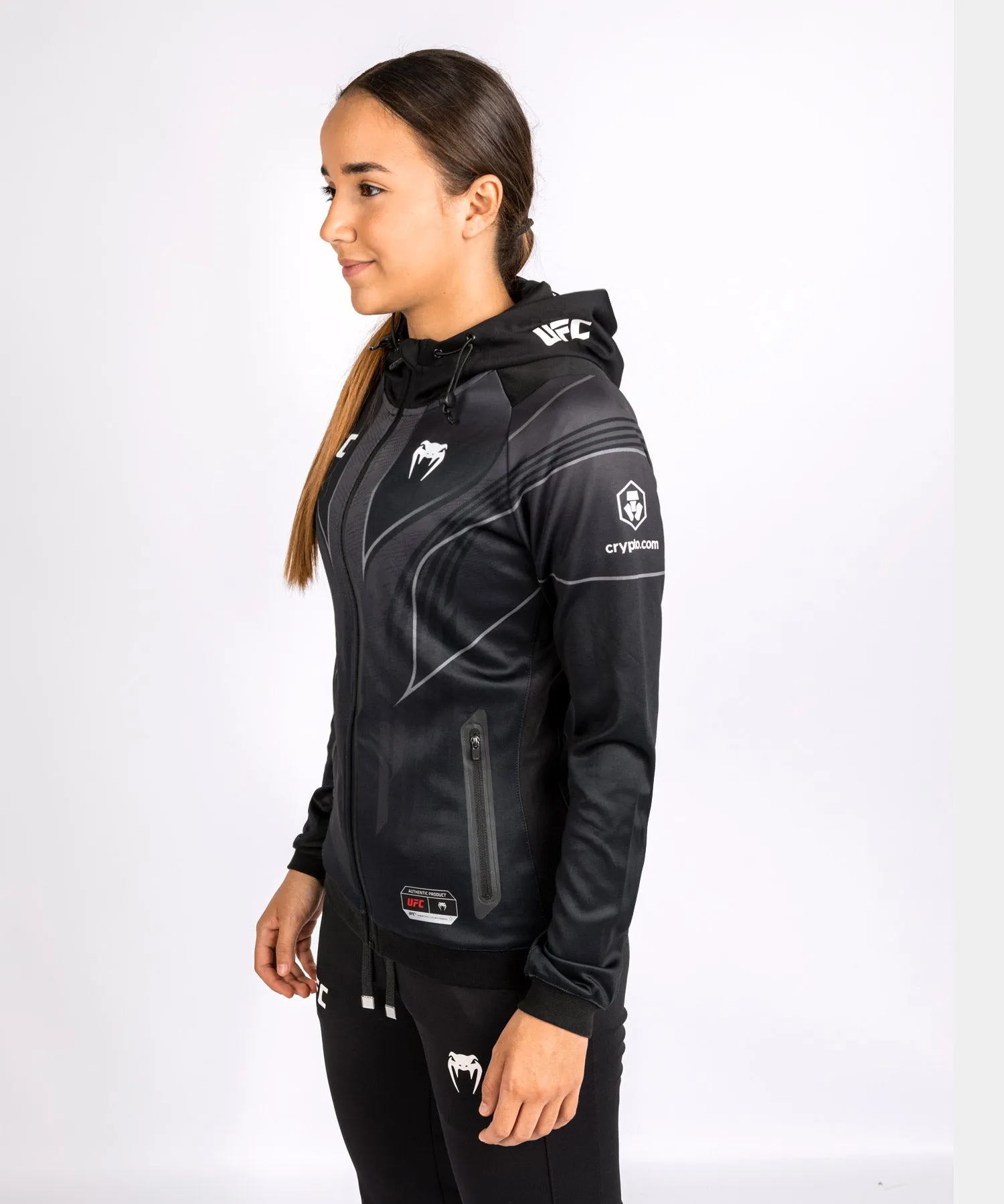 UFC Venum Personalized Authentic Fight Night 2.0 Kit by Venum Women's Walkout Hoodie - Black