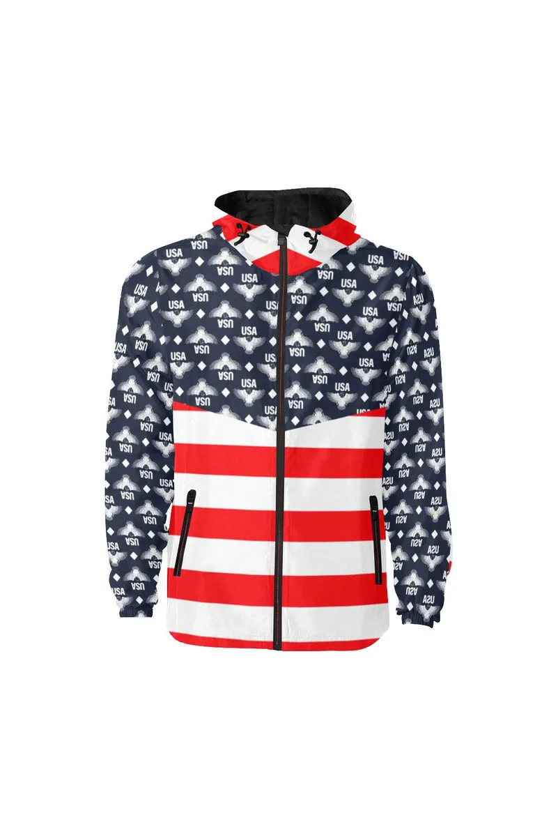 USA Eagle Striped Quilted Windbreaker