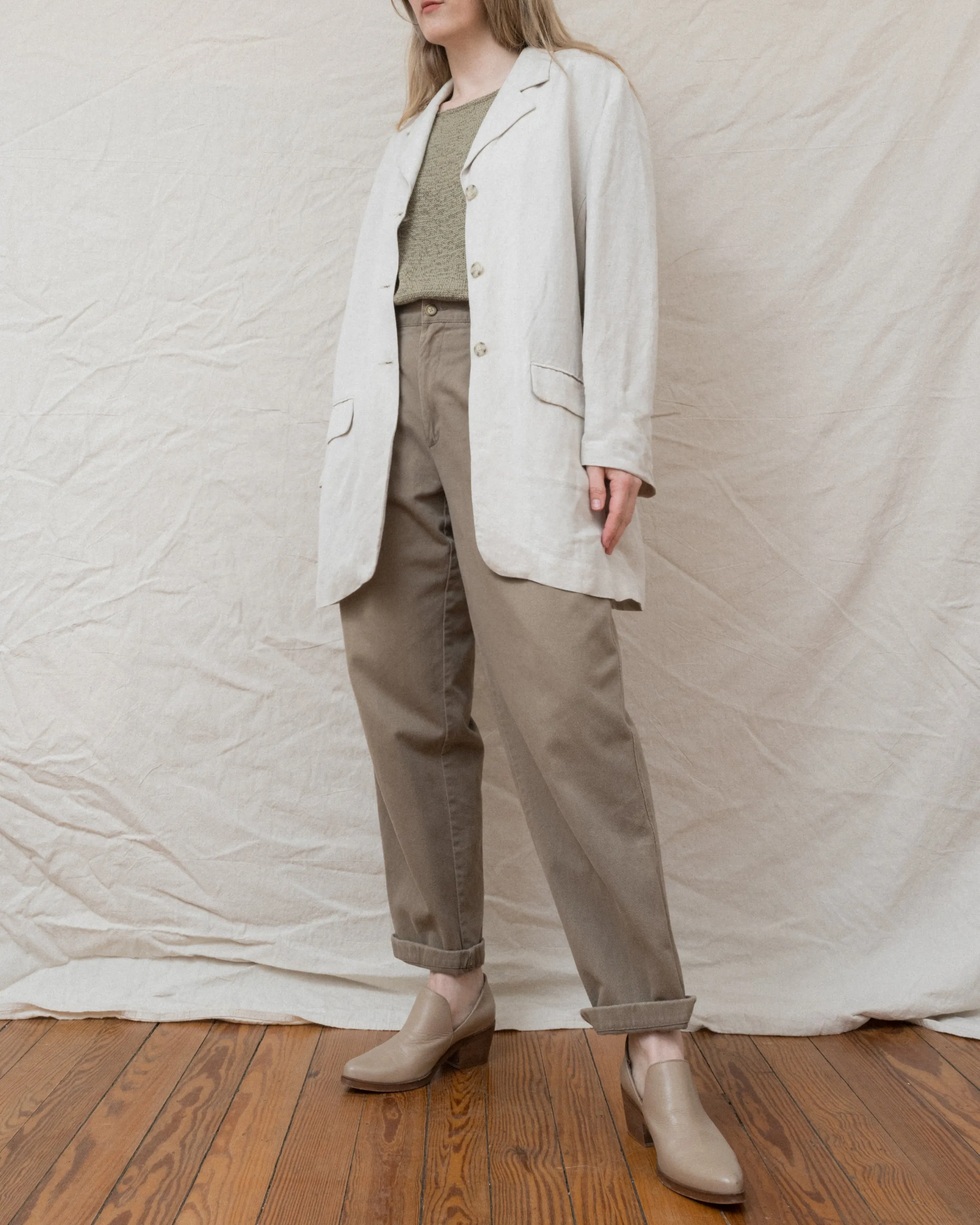 Vintage Oatmeal Linen Blazer (S-L)