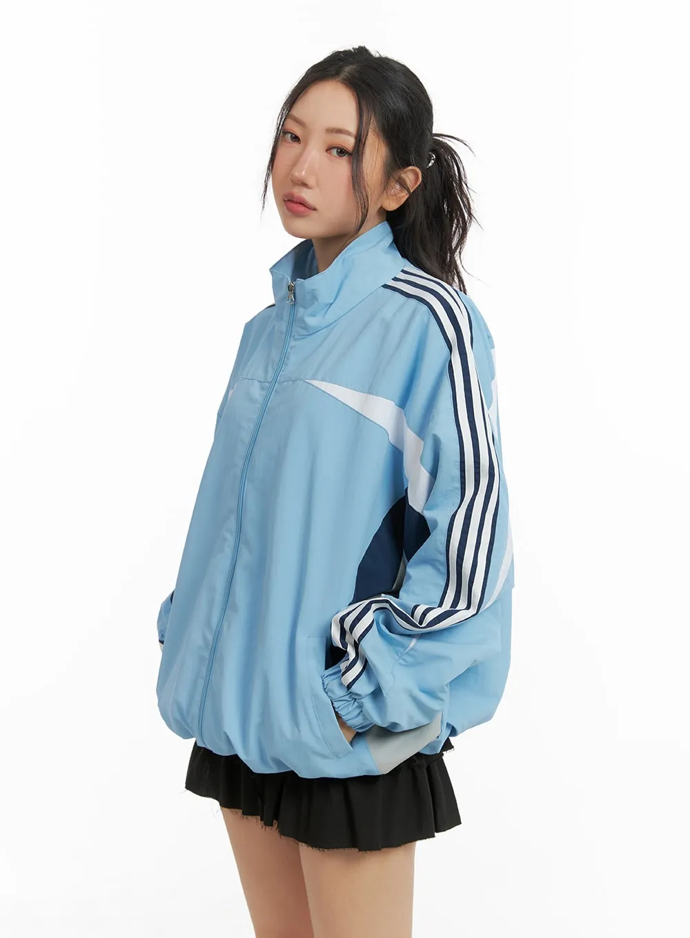 Vintage Oversized Striped Nylon Jacket CM426