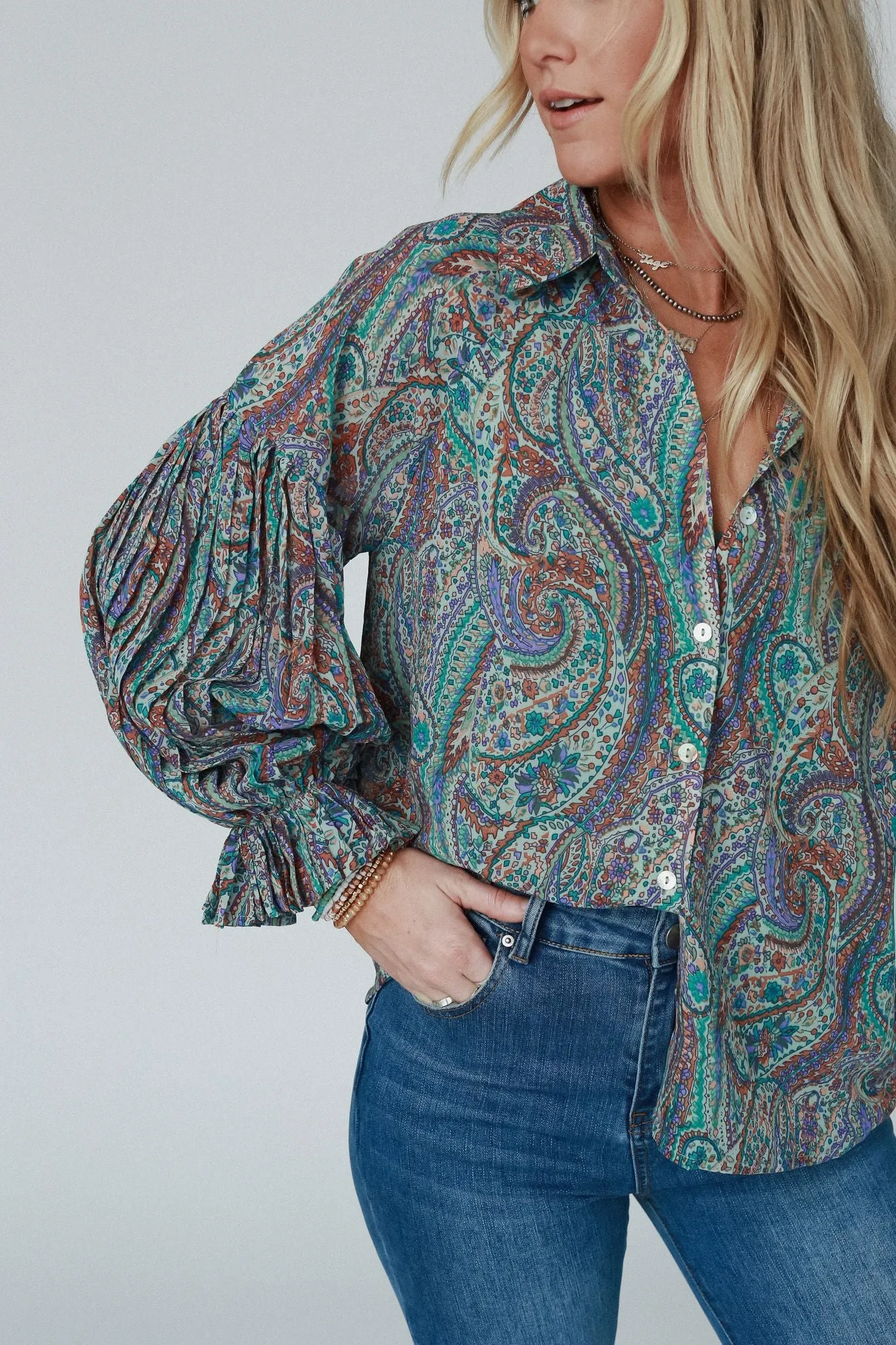 Whimsical Paisley Top - Green