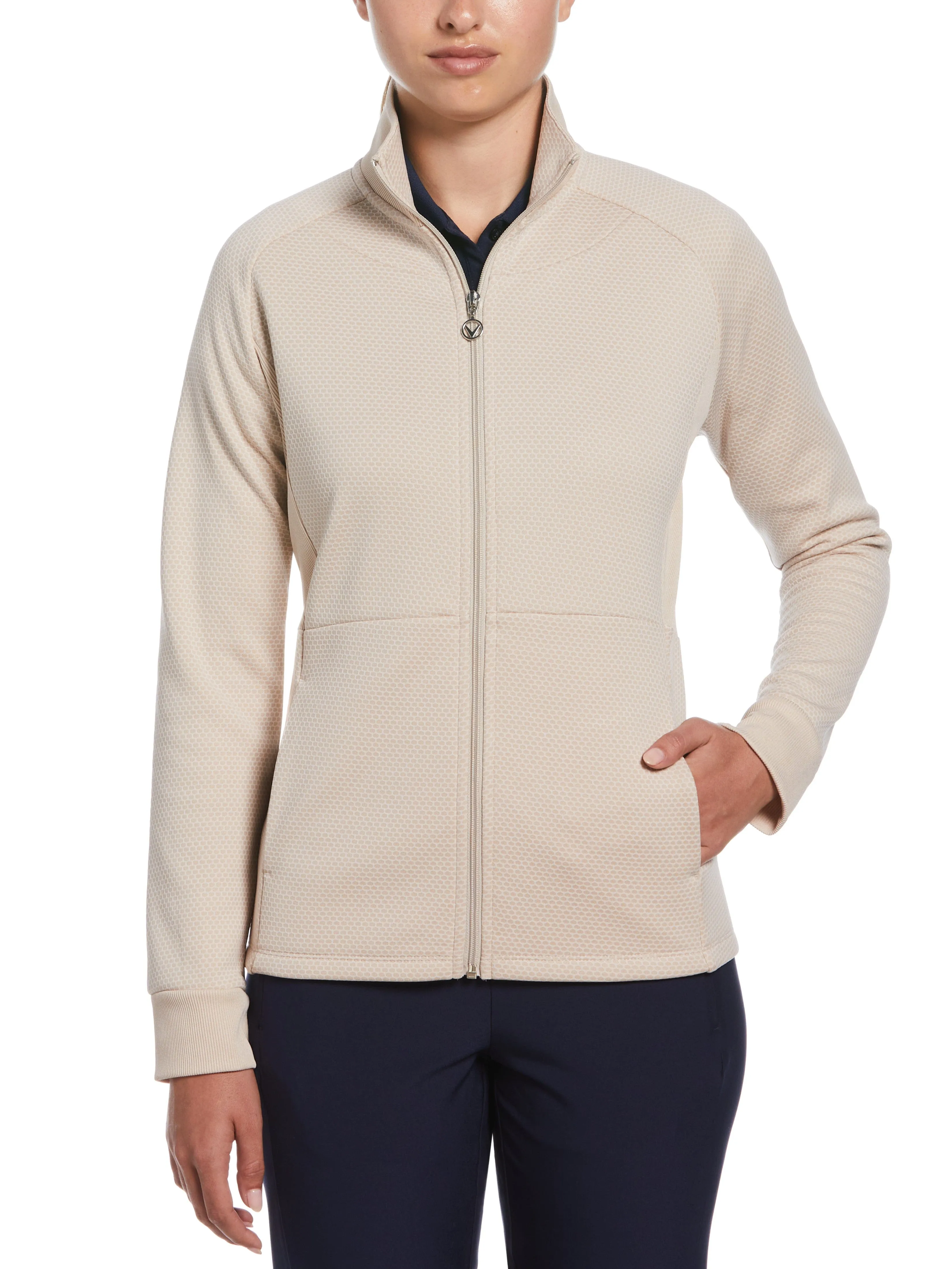 Womens Hexagon Heather Fleece Golf Jacket